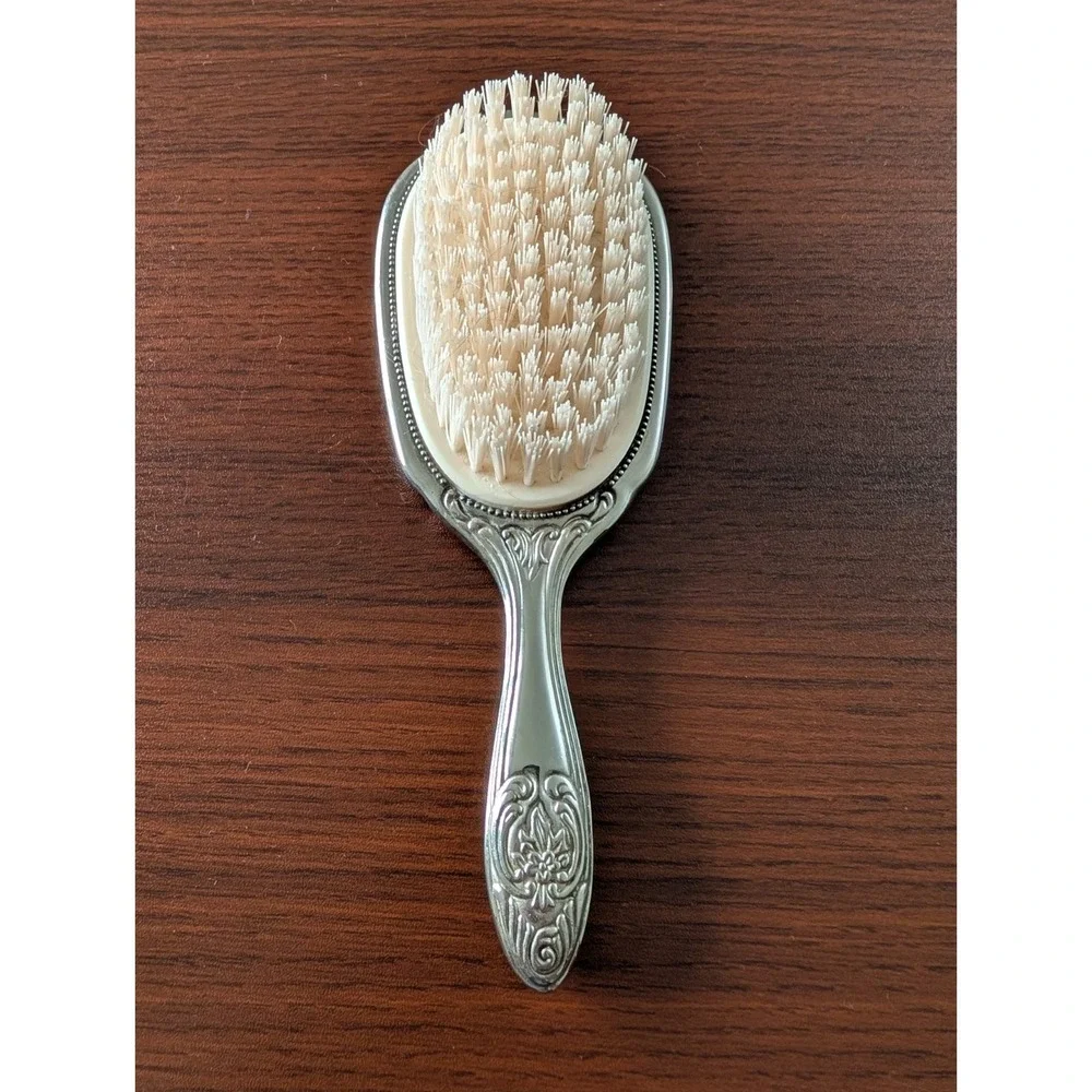 Vintage Silver Plated Vanity Set Mirror Brush Comb 3 Piece Victorian Ornate
